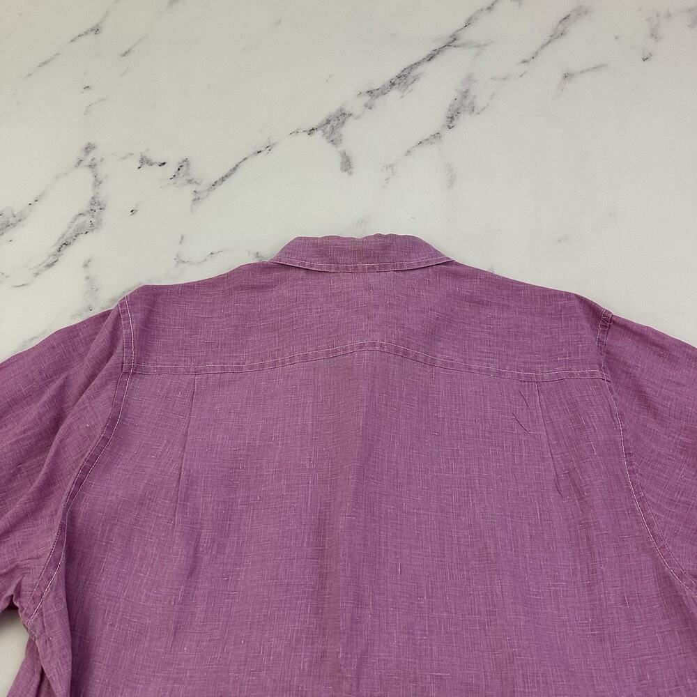 Tommy Bahama Mens Linen Shirt Size XL Purple Long Sleeve Button Front Solid - Picture 11 of 14